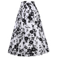 Belle Poque Vintage Retro Elastic Waist Cotton A-Line Swing Long Skirt BP000324-1